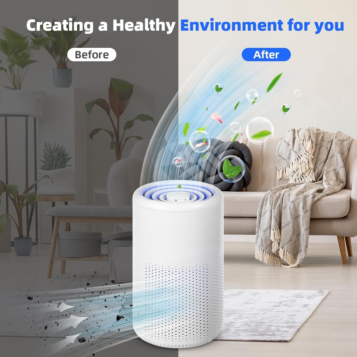 Air Purifiers for Bedroom & Home with H13 HEPA Filters, Quiet HEPA Filter Cleaner with Aromatherapy for Better Sleep, Air Frenshener, Allergies, Dust, Pet Dander, Odour, Smoke, Office 3