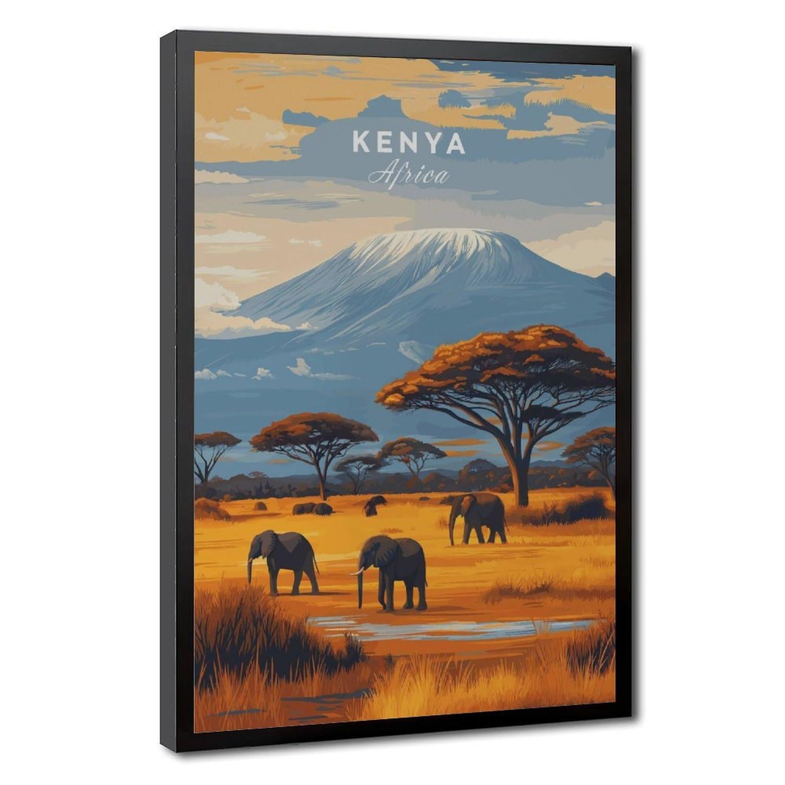 Bareronor African Elephant Poster Canvas Poster Bedroom Decor Landscape Office Room Decor Gift 12" L X 18" W