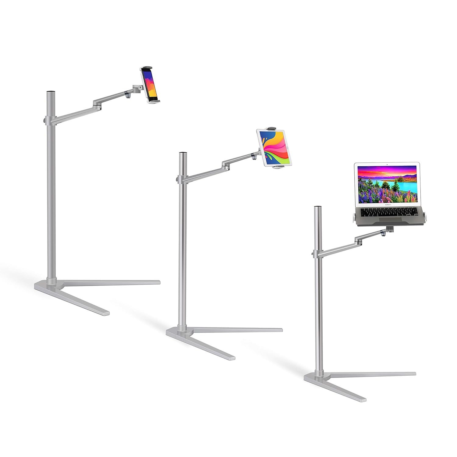 3 in 1 360 Degree Rotating Height Adjustable Laptop Tablet Stand for Bed Floor Compatible with Ipad iPad