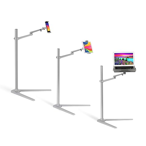 3 in 1 360 Degree Rotating Height Adjustable Laptop Tablet Stand for Bed Floor Compatible with Ipad iPad