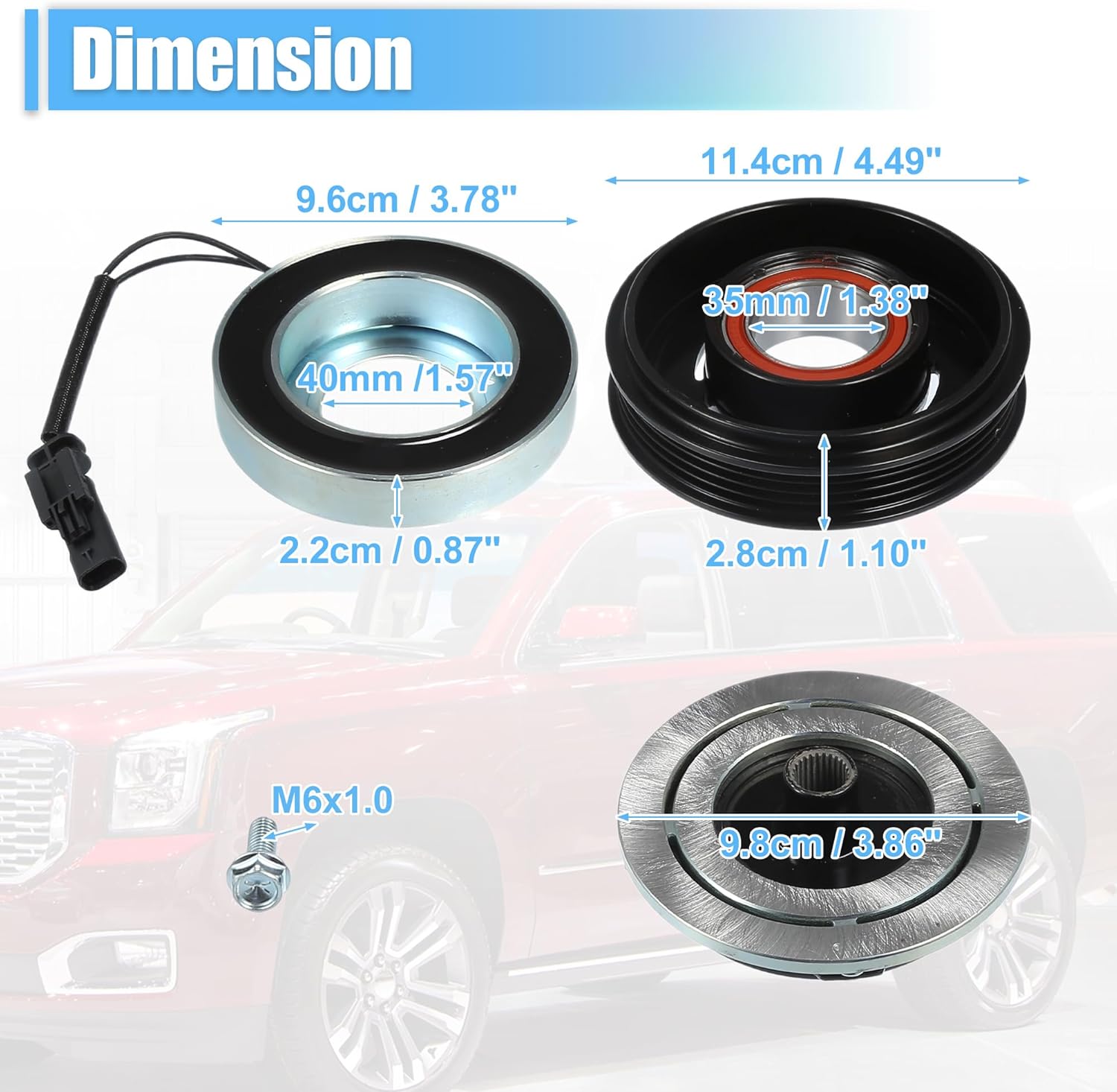 X AUTOHAUX 1 Set AC Compressor Clutch Replacement Fit for Gmc Yukon 2015-2020 5.3 Black