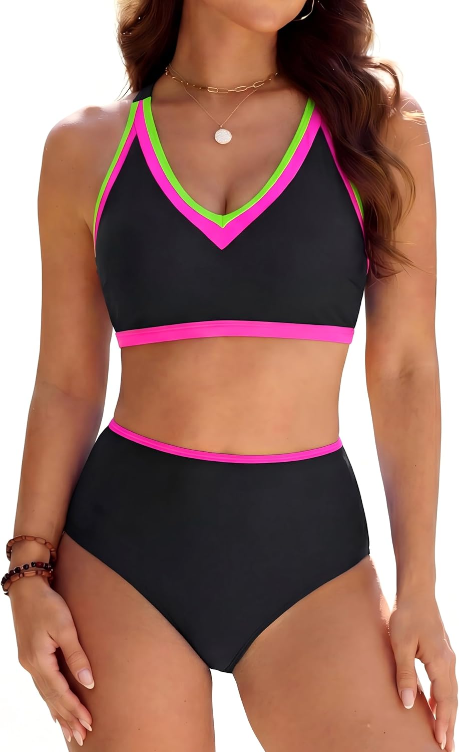 BMJL High Waisted Bikini Sets for Women Sporty Two Piece Tummy Control Swimsuits Beach Swim Suit 2025