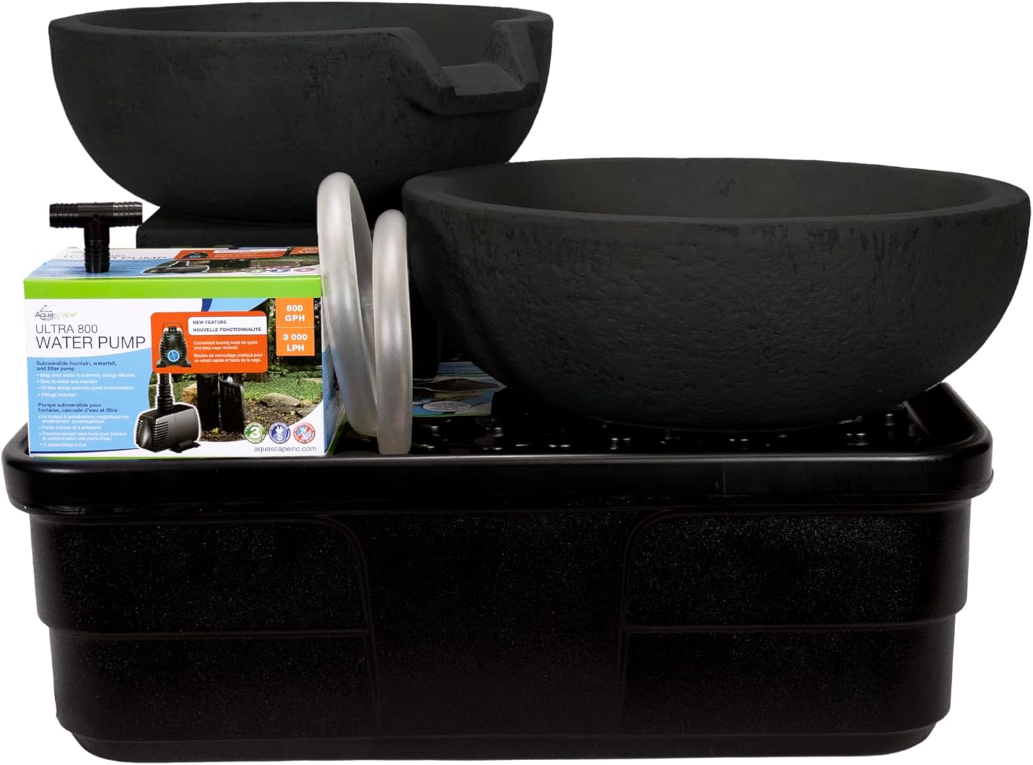 Aquascape Spillway Bowl and Basin Fountain Kit, Iron Ore, 19 inch / 21 inch Dia (49/52 cm), 78427