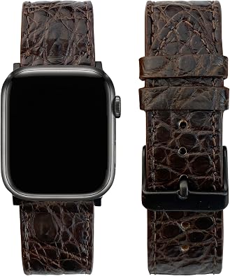 Handmade AIIigator Watch Band Leather Compatible with Apple Watch Ultra 49mm 45mm 44mm 42mm 41mm 40mm 38mm Croc Replacement for Iwatch Series 10 9 8 7 6 5 4 3 2 1 SE Stingray Ostrich