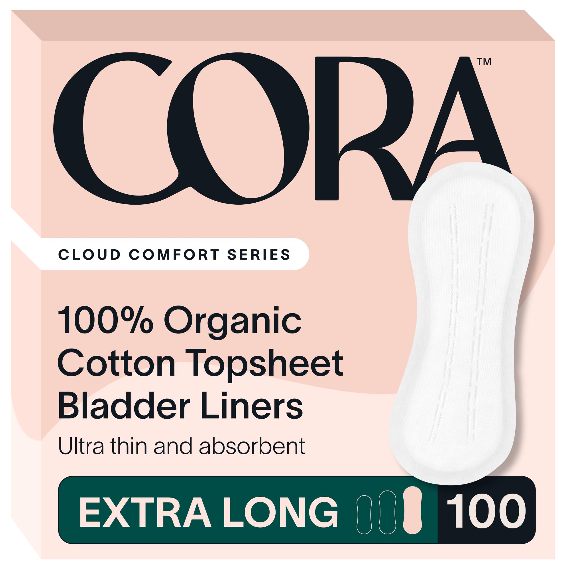 Cora 100% Organic Cotton Topsheet Bladder Liners (100 Extra Long Bladder Liners)