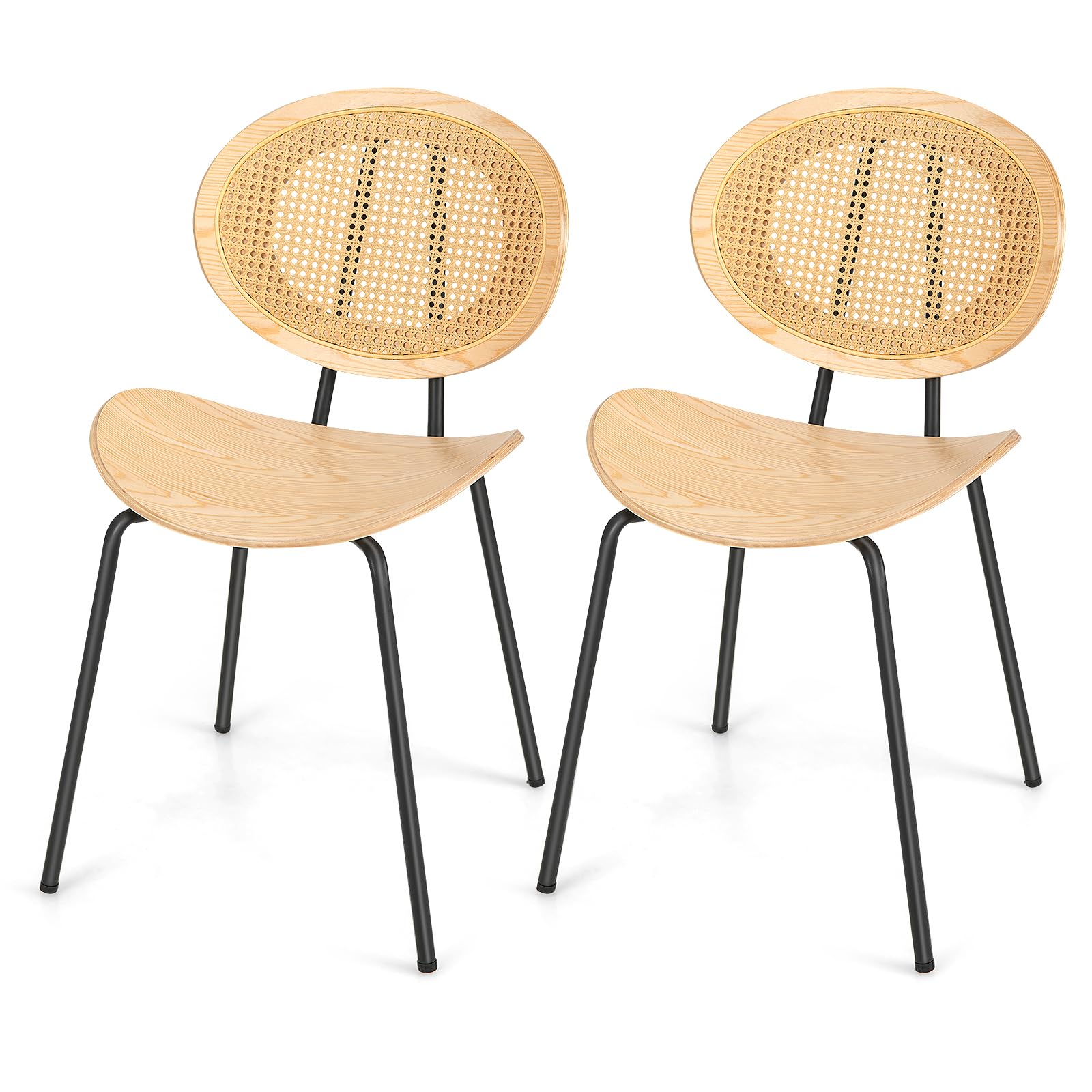 Chaise de salle à manger haut de gamme en rotin synthétique et structure métal robuste