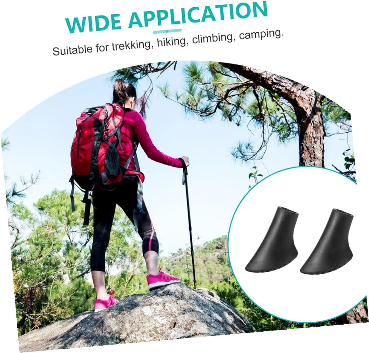 CHILDWEET Walking Pole Tips Replacement Cane Tips Plastic Foot Pads 30pcs Anti-Slip Wear-Resistant Trekking Pole Foot Covers for Hiking and Crutch Accessories