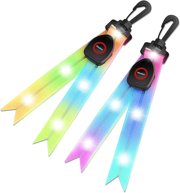 yVicv Reflective strap for Schoolbag, LED Flash Light, USB Rechargeable, Kids Safety Light, Light Strip Reflector Pendant for School Bag, Backpack, Sports, Night Cycling, Jogging, Running - 2 Pack