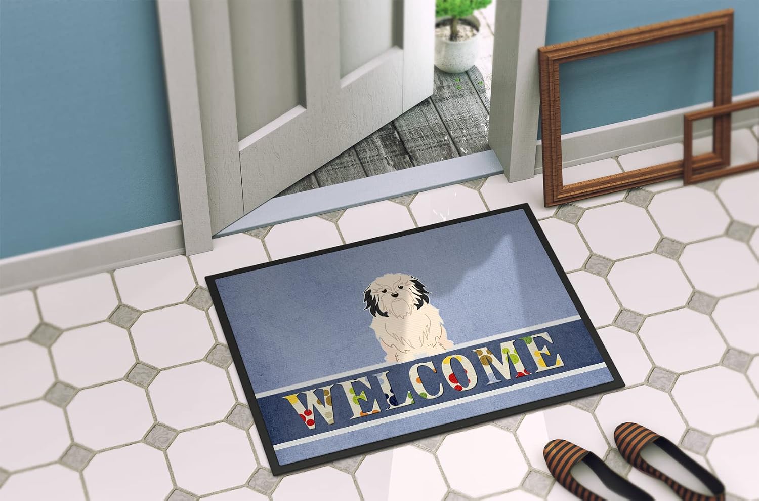 Caroline's Treasures BB5600MAT Lowchen Welcome Doormat 18x27 Front Door Mat Indoor Outdoor Rugs for Entryway, Non Slip Washable Low Pile, 18H X 27W