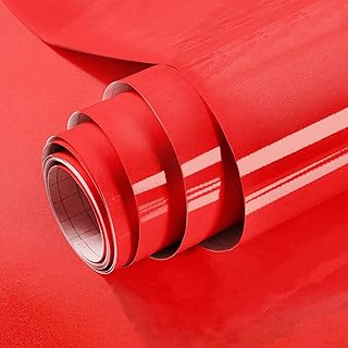Red Contact Paper Peel and Stick Wallpaper for Kitchen 15.7inchx78.7inch Shiny Red Wallpaper Self Adhesive Contact Paper for Cabinet Wallpaper Stick and Peel Contact Paper Decor Wall Paper