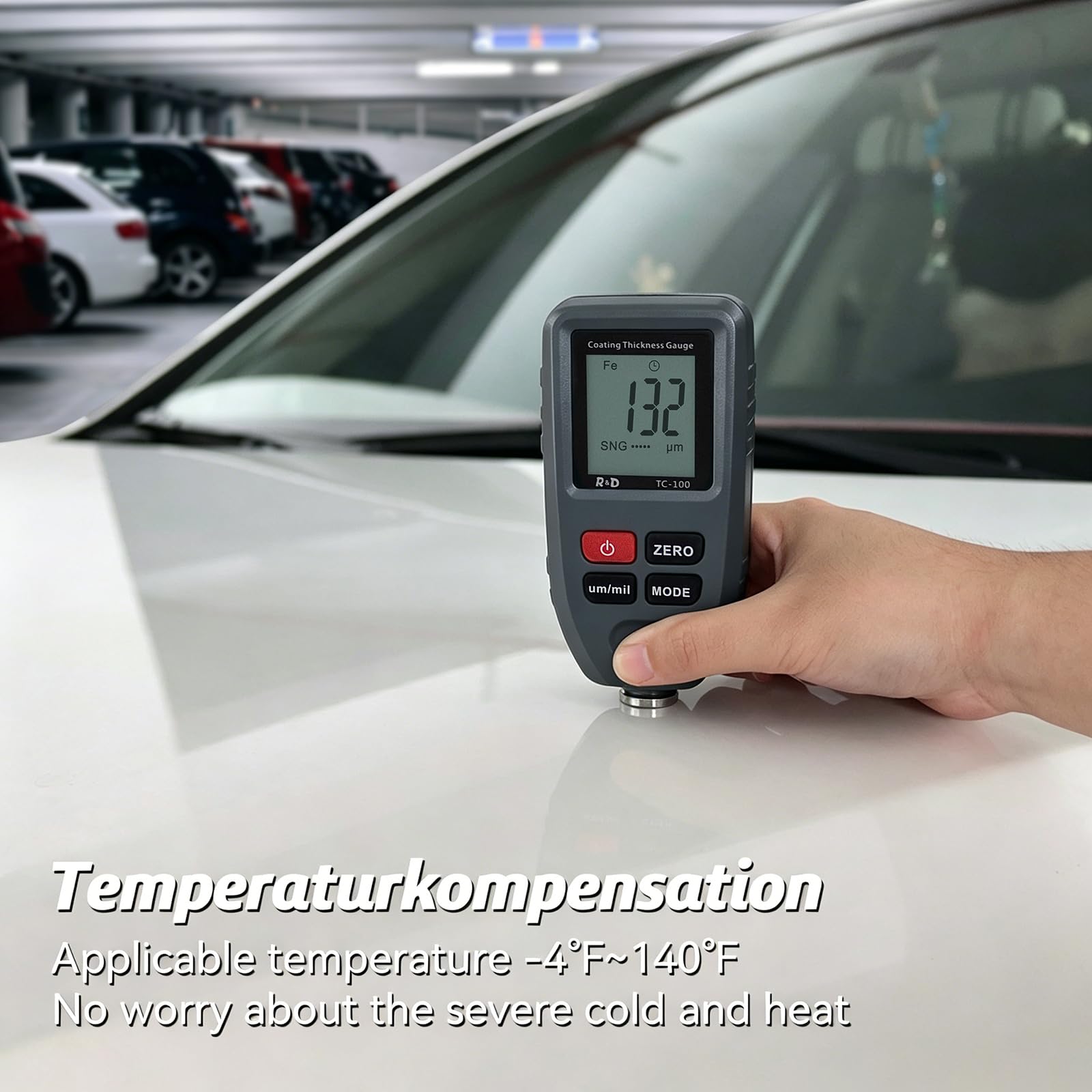 Lackschichtdickenmessgerät RDINSCOS Autolack Lackmessgerät auto Car Karosserie Schichtdickenmessgerät 0-1300μm LCD Display Für Eisen Aluminium