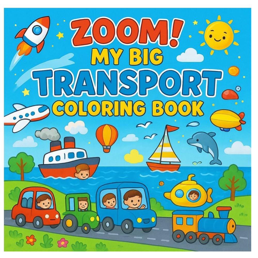 Zoom! Adventures on Wheels and Wings” A Big Transport Coloring Book for Little Explorers