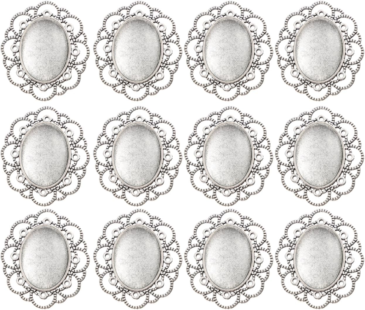 Healifty Vintage Brooch Base Bezels Kit with 30 Glass Domes, 1.57X1.25 Inch Oval Brooch Bottom Bracket Settings for DIY Crafting Jewelry Making and Pin Backs