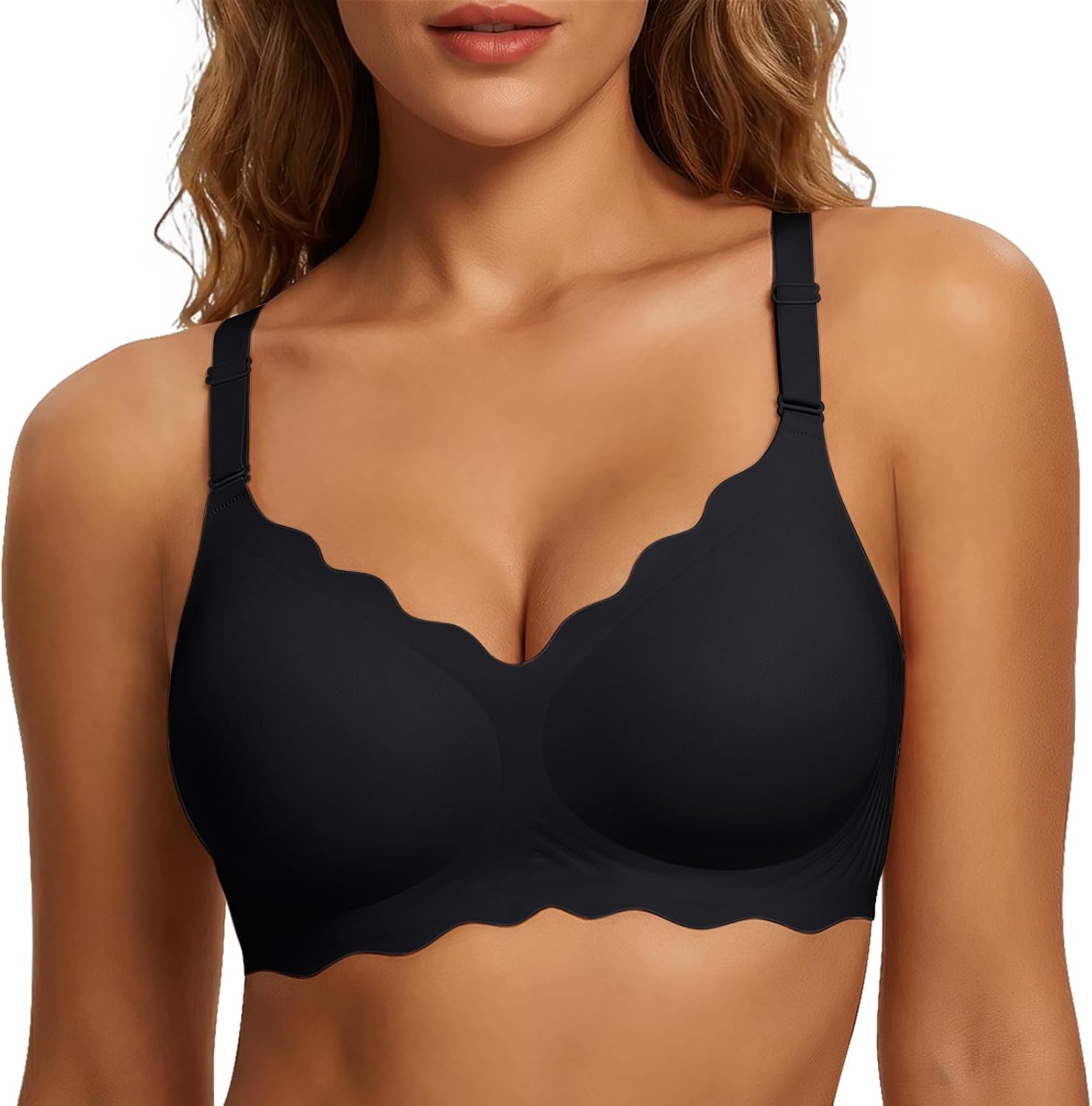 Jelly Bras for Women Wireless Seamless Scalloped Everyday Bralette