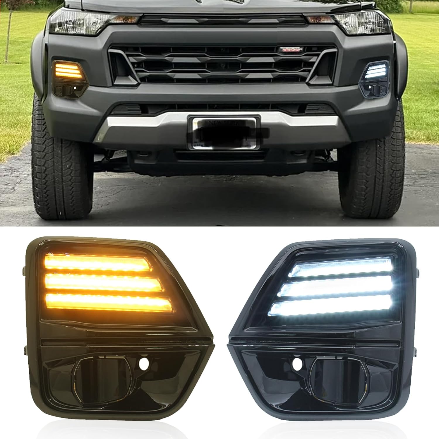 YCLL LED Fog Light DRL Turn Signal Light Fits for 2023-2025 Chevy Colorado LT/Z71/Trail Boss/WT, Front Bumper Fog Lamp Driving Daylight