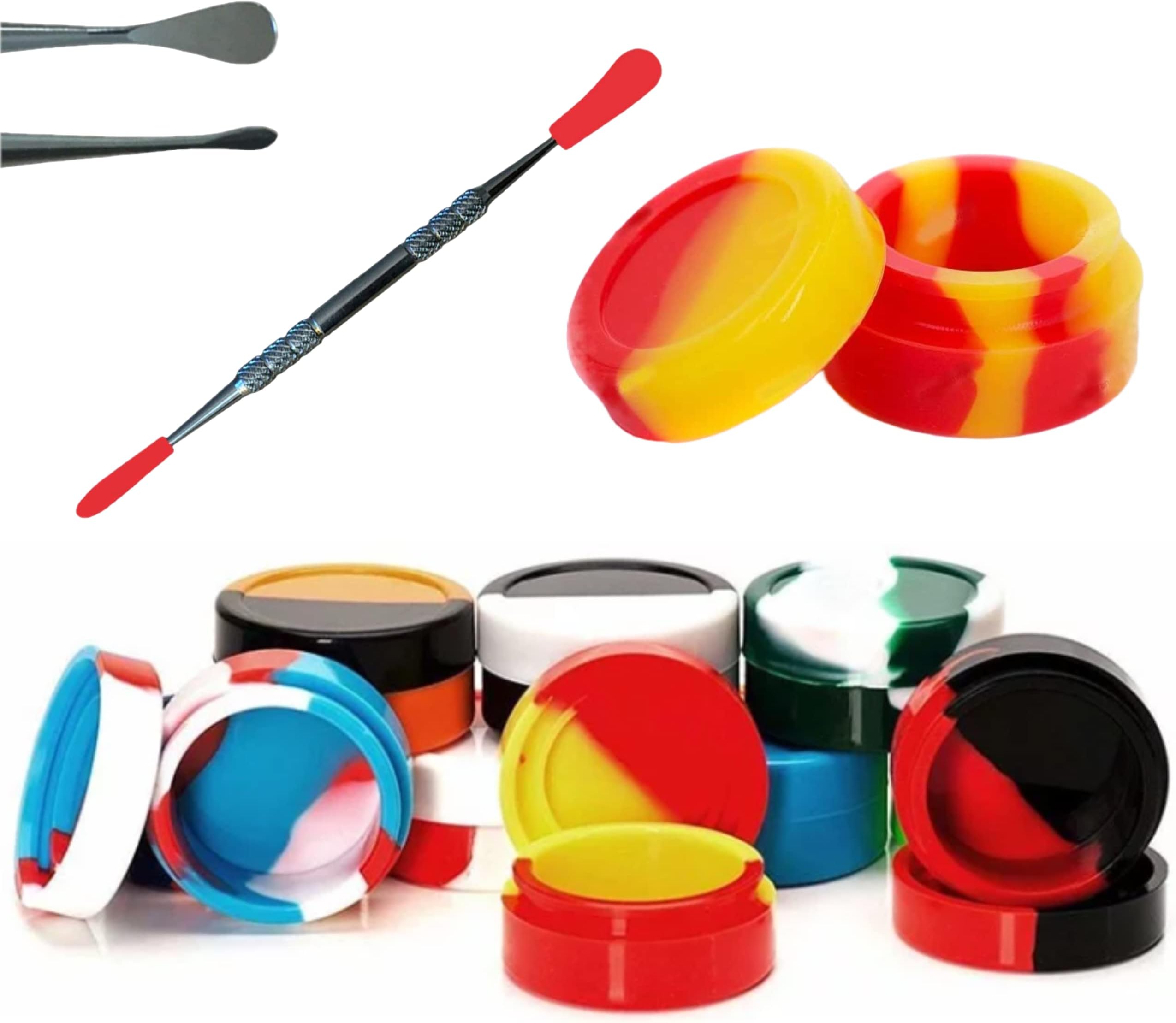 5 Dab Pots & 1 Dab Tool - Dab Kit with Dabbing Tool with Non-Stick Silicone Tip Covers and 5ml Silicone Container