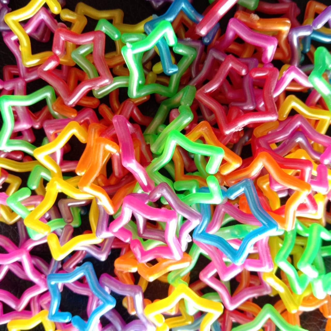 Max corner Parrot Toy C Chain Link Clip Star Shape, Pet Bird Gliders Plastic Metallic Color 120 Pcs 0.75 inch