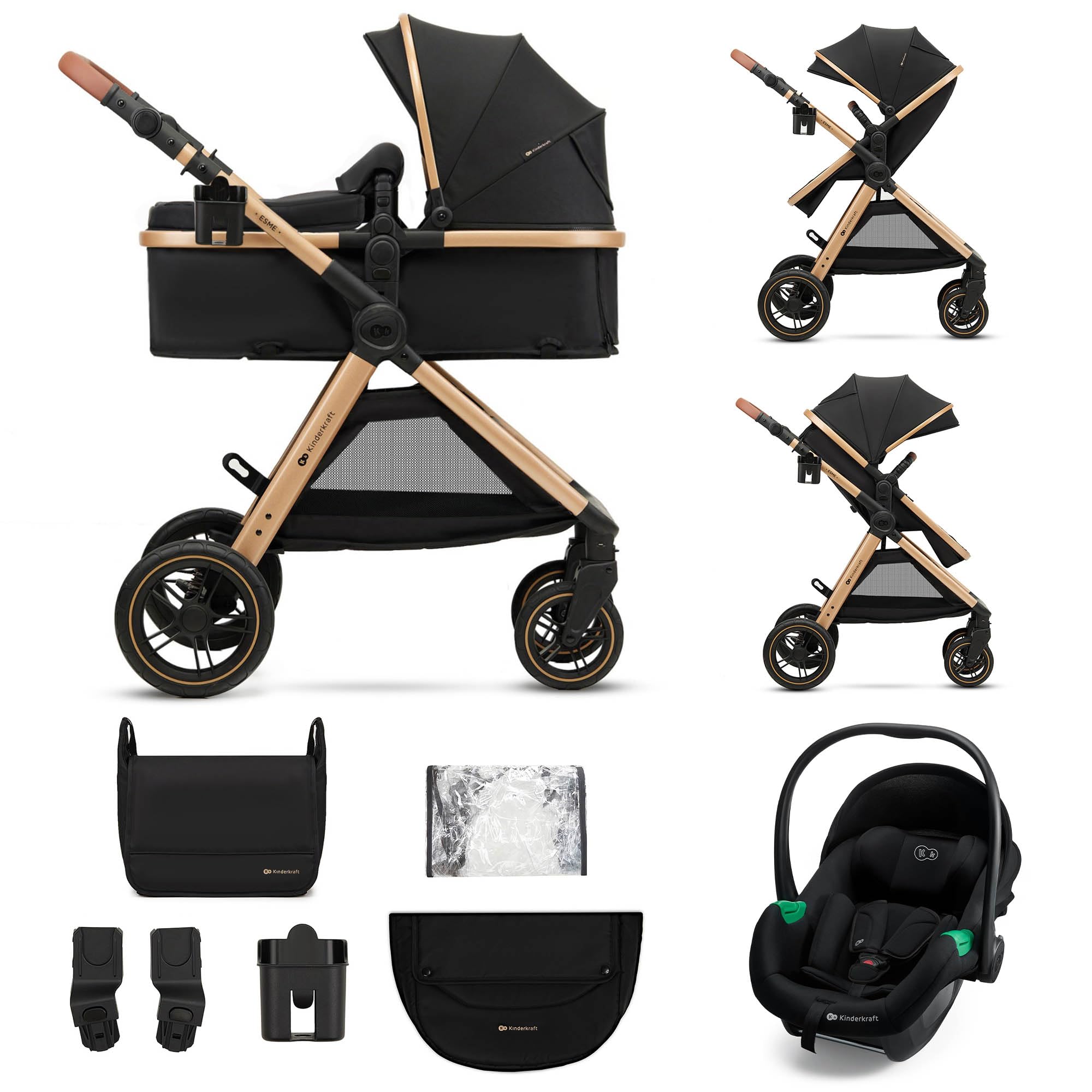 Kinderkraft Kombi-Kinderwagen ESME PRO 3IN1 mit MINK PRO 2 i-Size Babyschale