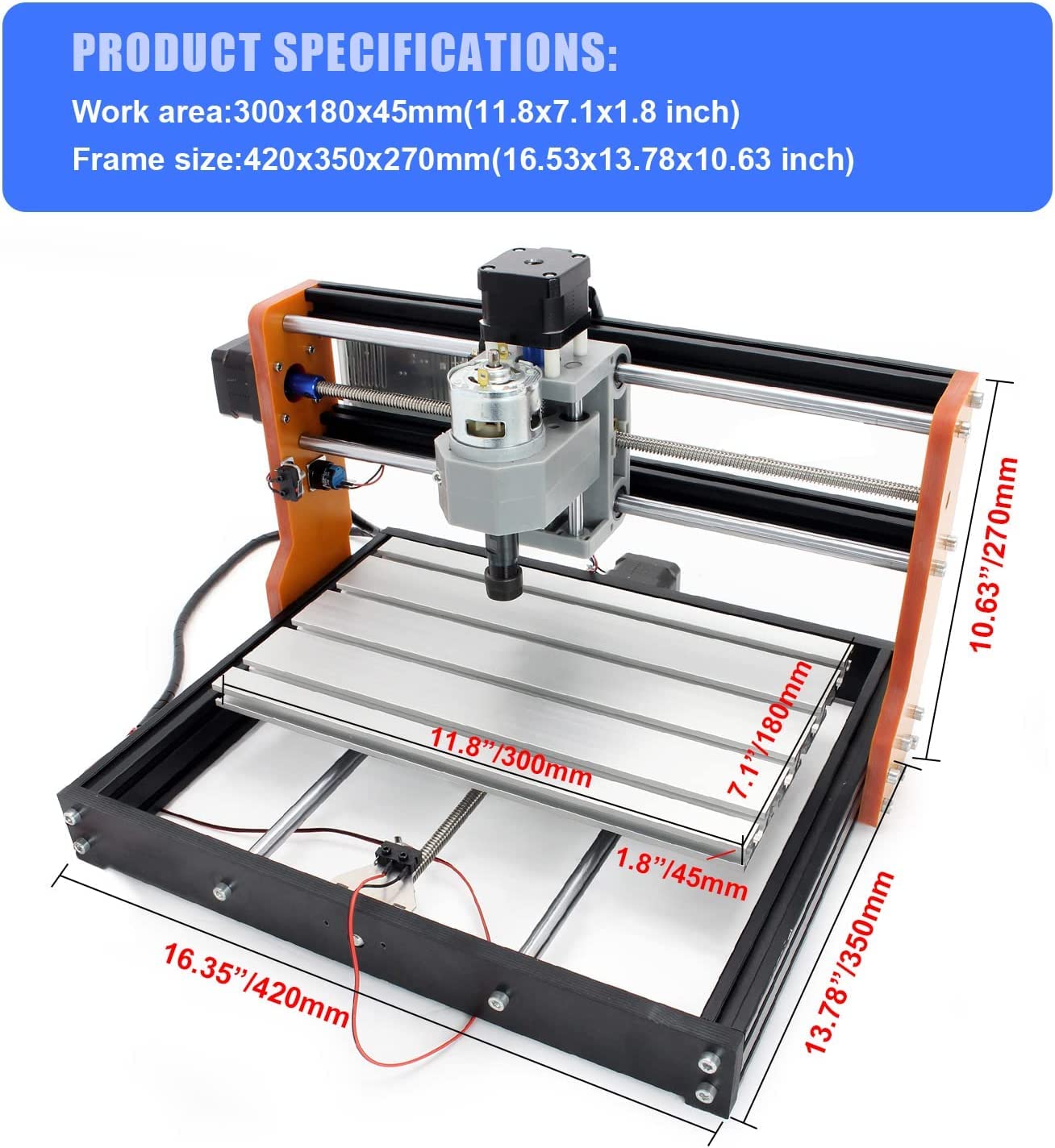 RATTMMOTOR CNC Fräsmaschine,UPGRADE 3018-Pro CNC-Fräs-Graviermaschine,3 Achsen CNC Router GRBL Steuerung,mit CNC Offline-Steuerung,mit X/Y/Z Achse Limiter+Not-Aus Funktion,für Acryl PVC PCB Holz