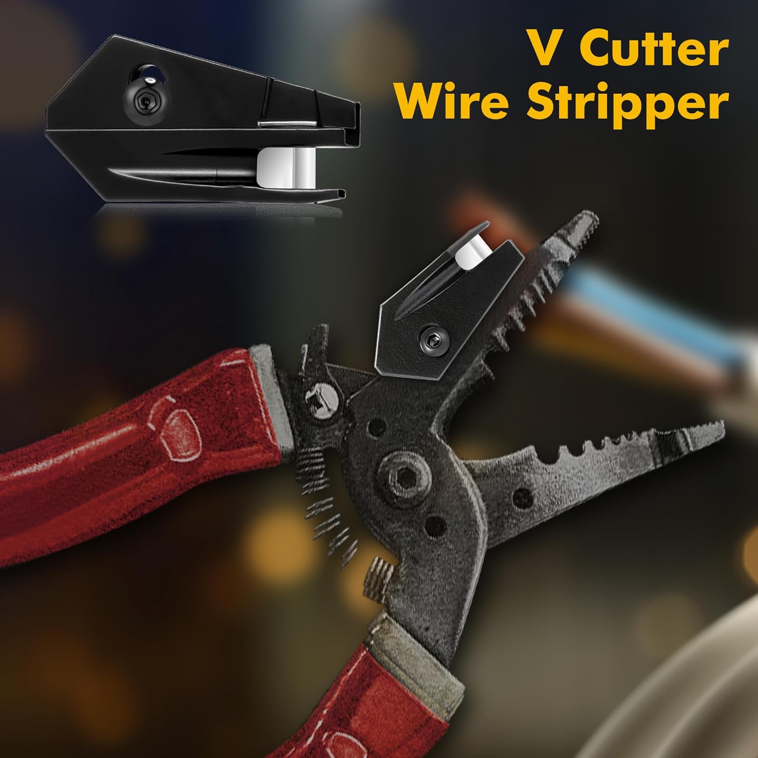 Enhon 2 Pack 47010 V Cutter NMSC Cable Stripper, Stainless Steel Wire Cutter NM Wire Stripper Tool, Knife Attachment(Black)