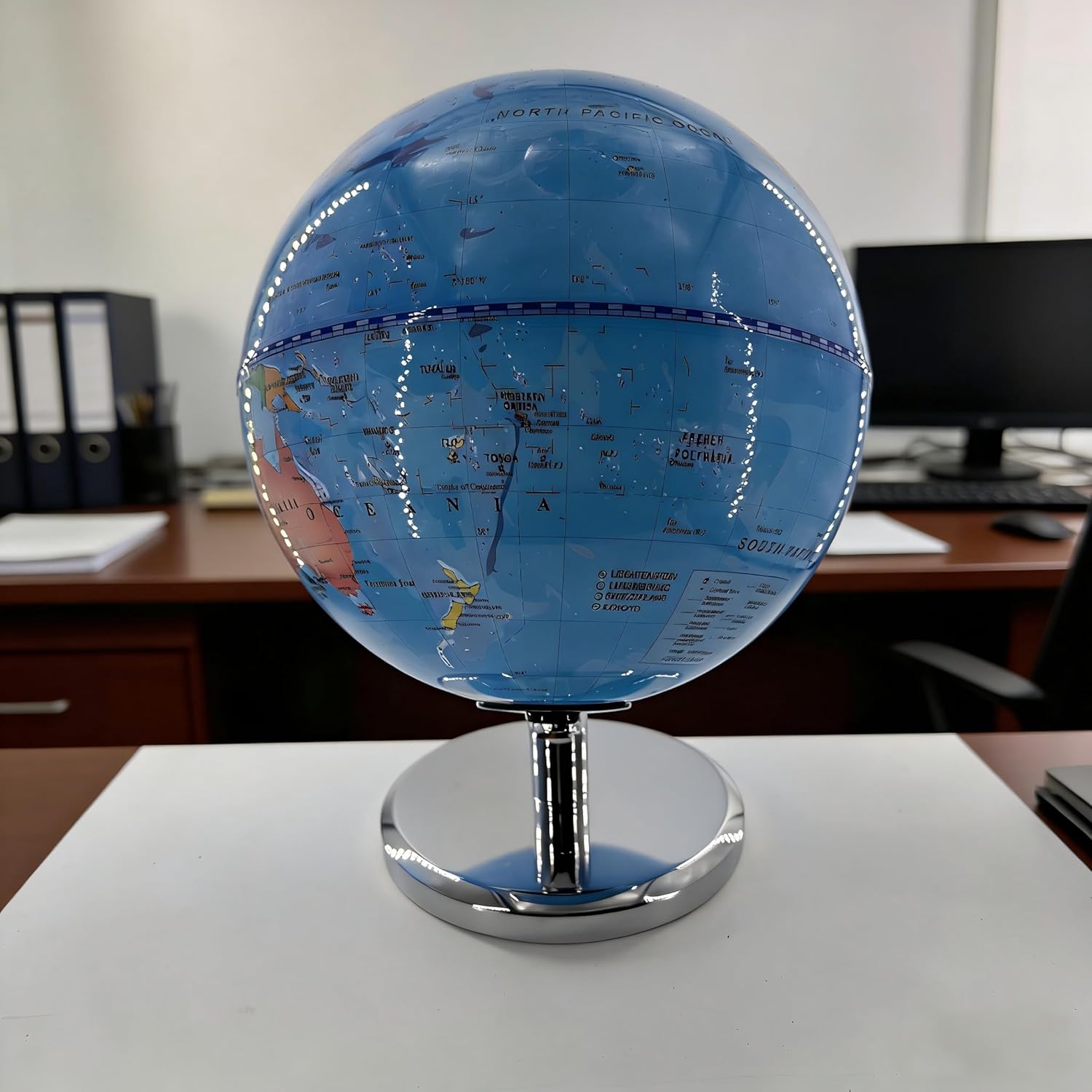 8 Inch World Globe with Stand, 360° Spinning Earth Map for Desk, Detailed Geographic Sphere for Office, Study, Travel Planning and Home Display