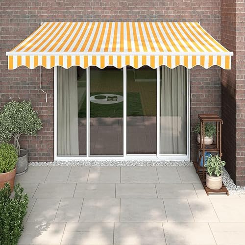 Store banne électrique Aluminium, Jaune/Blanc, 3.5 x 2.5 m