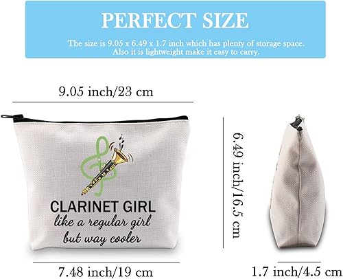 Miniatura 9 de GJTIM Clarinetista Regalo Clarinete Jugador Regalo Clarinete Amante Cremallera Bolsa Bolsa de Maquillaje para Clarinete Profesor, Bolso beige