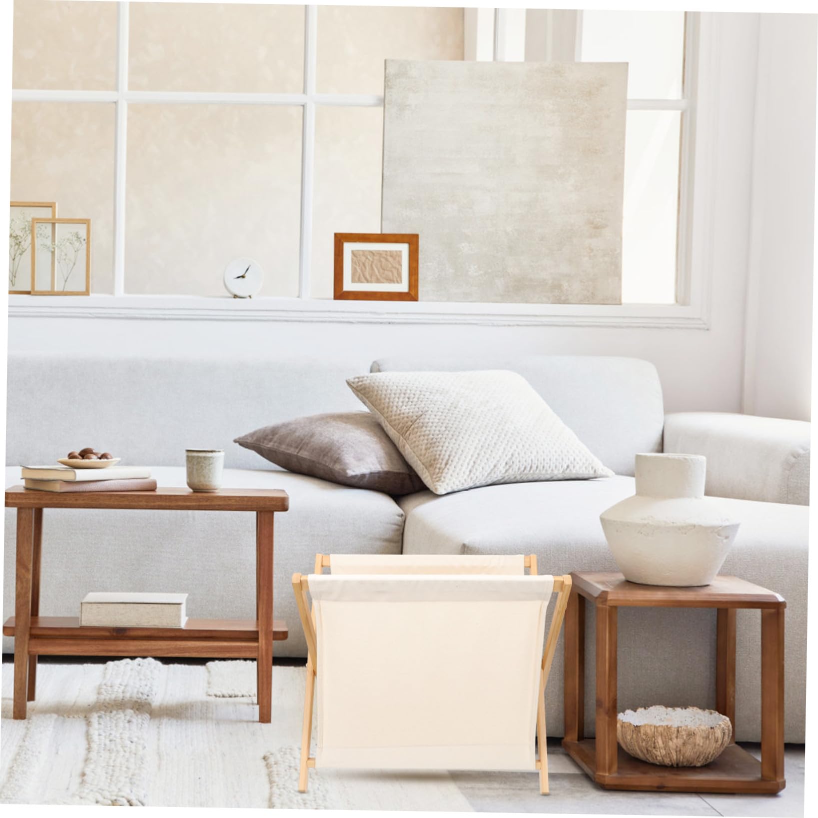 Kinder Wäscheaufbewahrungskorb Faltbar aus Stoff, Beige, Klein