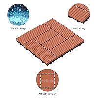 Vista 4 de Pure Garden - Paquete de 24 baldosas de madera y plástico entrelazadas para patio, suelos de exterior para balcón, porche y garaje (terracota)