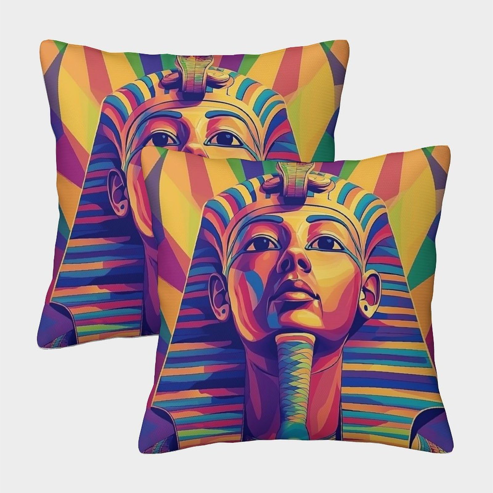 kaiyun 2 Pack Ancient Egypt - Pharaoh Pillowcase 40x40cm, Cushion Cover,3D Digital Printing Bed Sofa Decorative