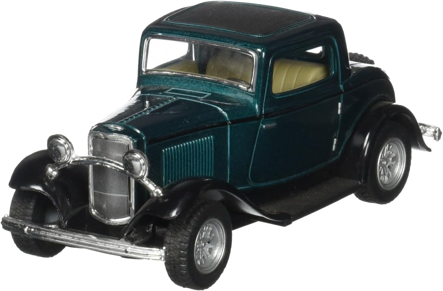 1932 Ford 3-Window Coupe 1:34 Scale 5" Die Cast Metal Model Toy Classic Car (Green)