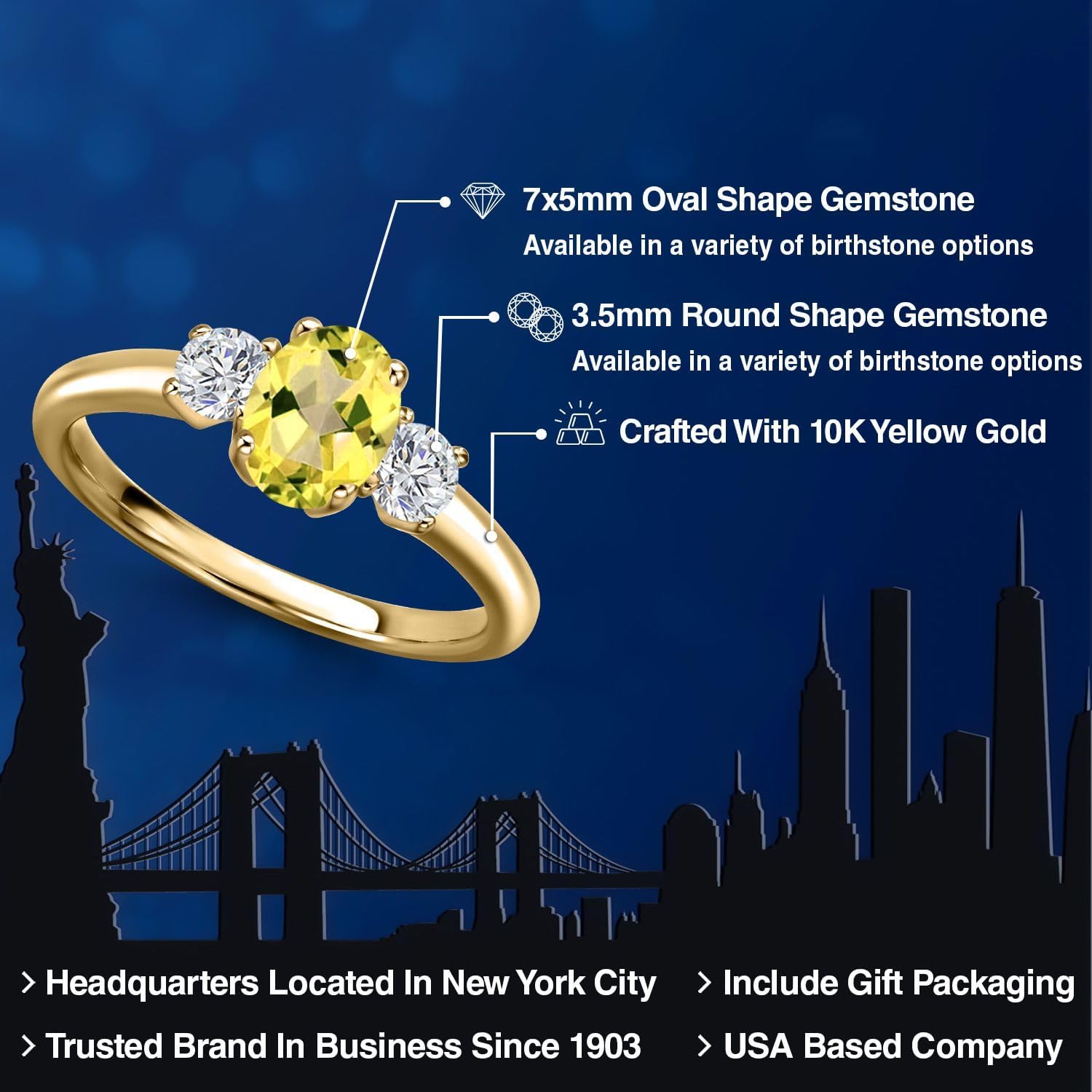 Gem Stone King 10K Yellow Gold Canary Mystic Topaz and Lab Grown Diamond Engagement Ring For Women | 1.14 Cttw | Oval 7X5MM | Gemstone November Birthstone - Image 2