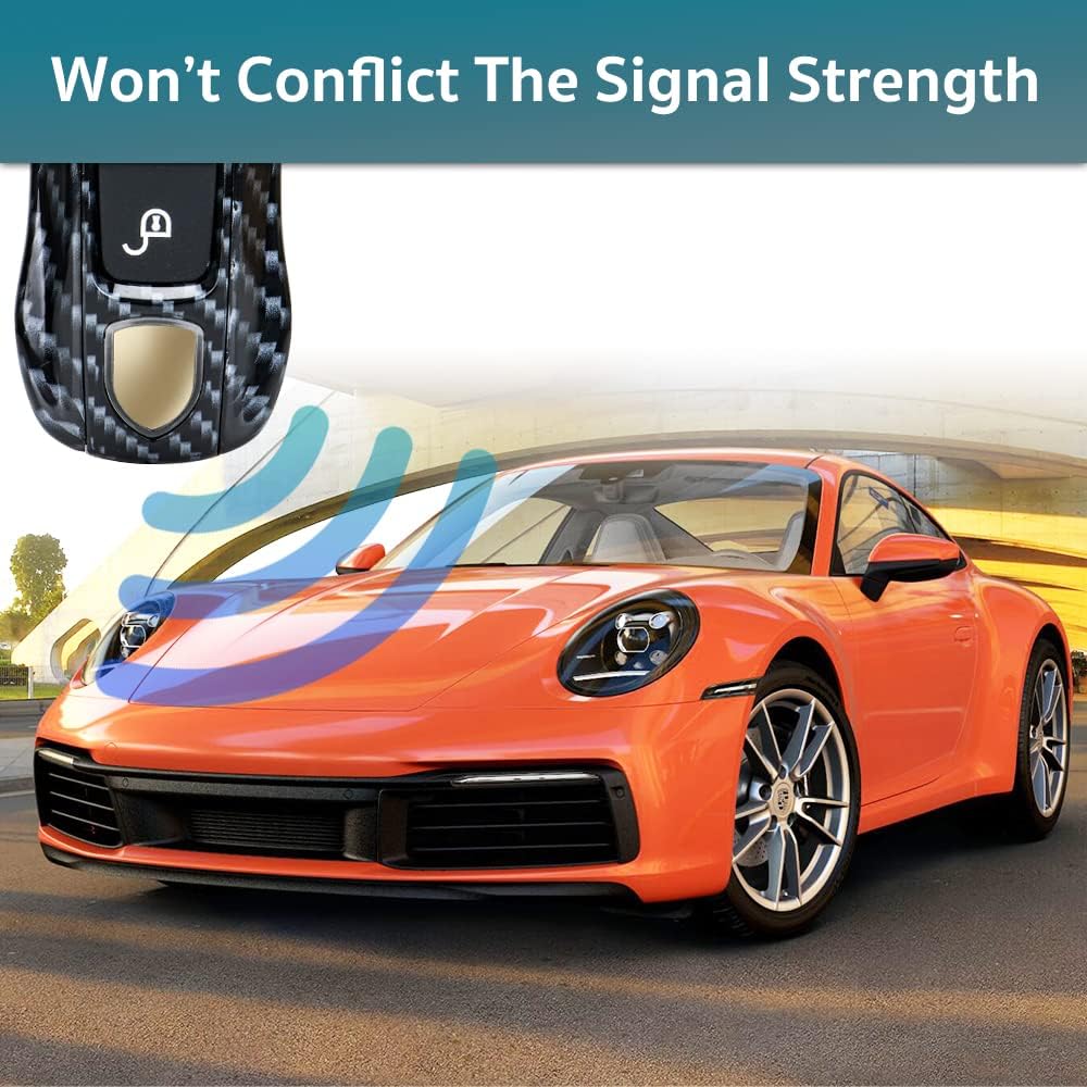 3-Piece Painted Key Fob Shell Cover Replacement - Compatible with Porsche Key Fob, MK2 ( Carbon Fiber Printing )