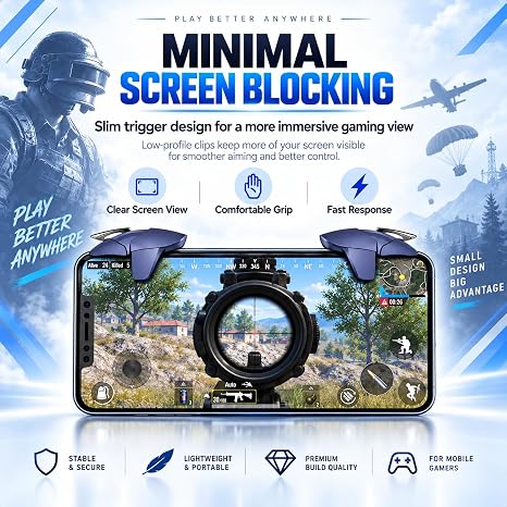 JWH PUBG Trigger 4 Finger Mobile Gaming Controller with 20 Finger Sleeves