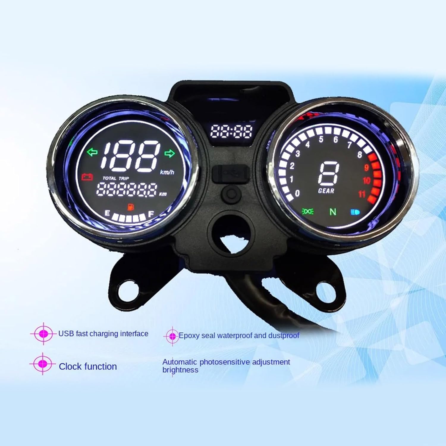 Motorcycle Digital Instrument Panel Gauge Speedometer Tachometer Clear Display Suitable for RC250 150Gato 250cc Dashboard
