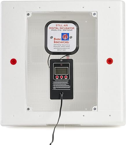 Vista 24 de Farm Innovators Incubadora de aire inmóvil con calefacción 2100 para 4 docenas de huevos con higrómetro integrado, circuito de estado sólido y 2