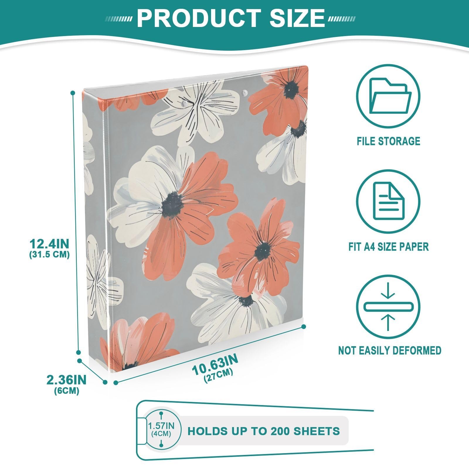 Raccoglitore di materiale scolastico da 1 e mezzo pollice Bohemian Powder-White Daisy