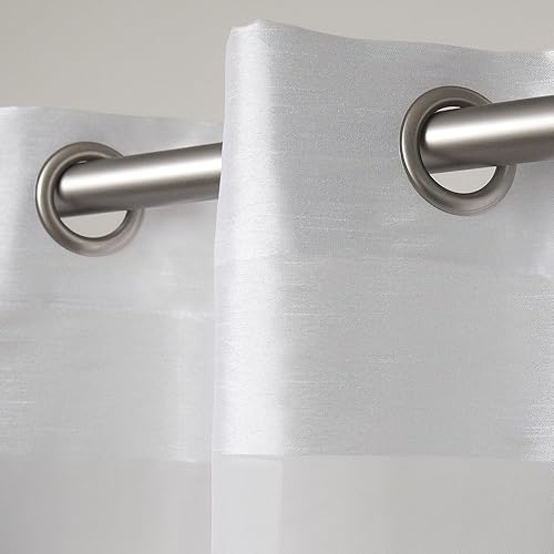 Miniatura 3 de Exclusive Home Navarro Cortinas de ventana a rayas translúcida con arandelas en parte superior, paneles de cortina para ventana (juego de 2), 54" x