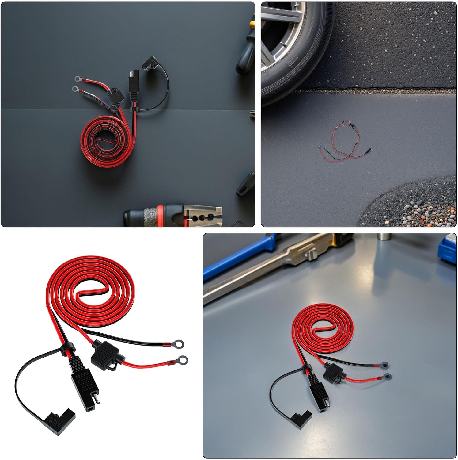 2PCS 4.6FT SAE Connector - Quick Connector Disconnect Plug for RV Automotive Trolling Motor Solar Panel - Battery Terminal Extension Wire with SAE Plug, Eyelet