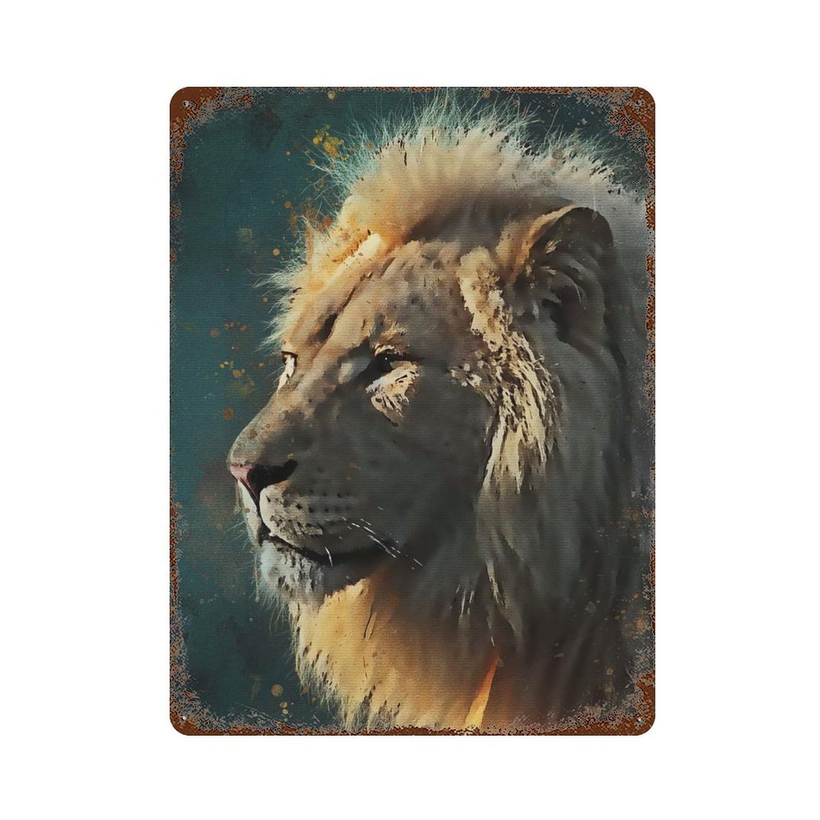 Splatter King Lion Retro Metal Sign 15.7"x11.8", Decorative Metal Wall Art for Garage, Bar And Workshop Decor