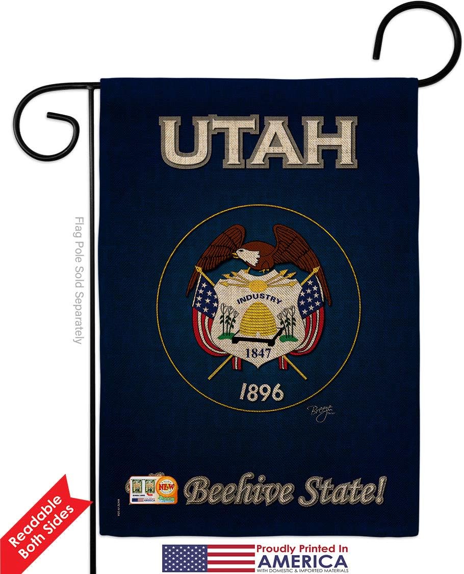Utah Burlap Garden Flag Set Mailbox Hanger Americana States USA American Territories Republic Country Particular Area Small Decorative Gift Yard House Banner Double-Sided Made In 13 X 18.5