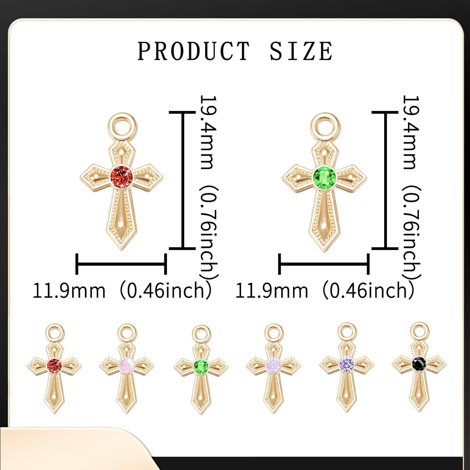100Pcs 10 Colors Metal Crystal Rhinestone Mini Cross Charms Small Diamond Crucifix Pendant Beads for Diy Rosary Necklace Bracelet Earring Keychain Jewelry Making - Image 2