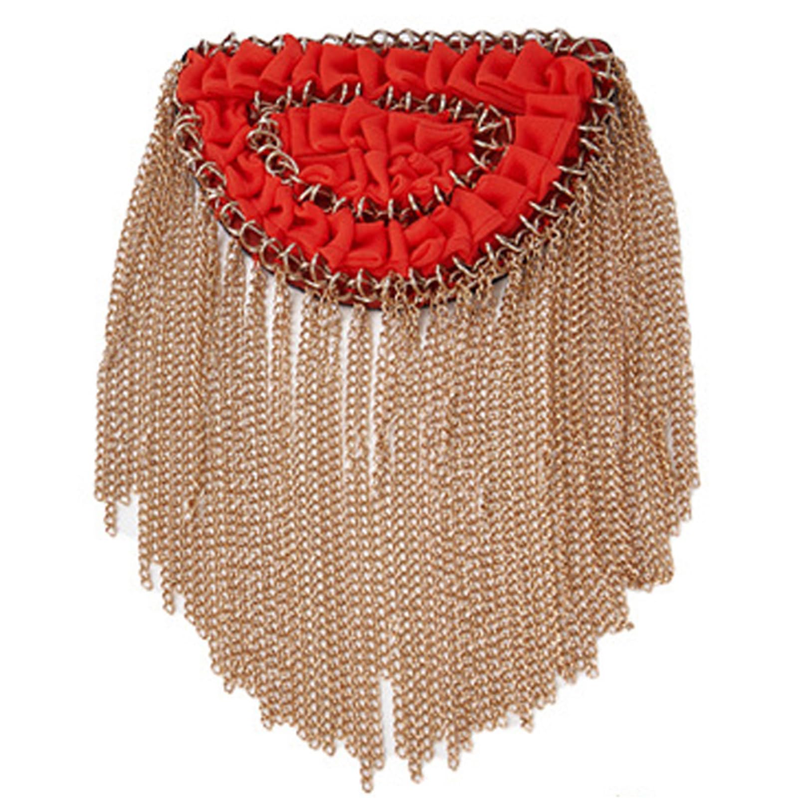 Woedpez Metal Tassels Epaulette Shoulder Badge for Women Men Metal Chain Fringed Epaulette with Rhinestones Pearls Embellishment Fashion Decorations