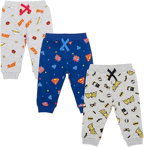 DC Comics Justice League Superman The Flash Batman Baby 3 Pack Jogger Pantalones
