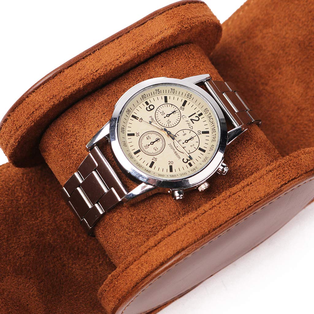 Scatola porta orologi in pelle PU Organizzatori e display Custodie per orologi marroni per custodia da viaggio per uomo o donna