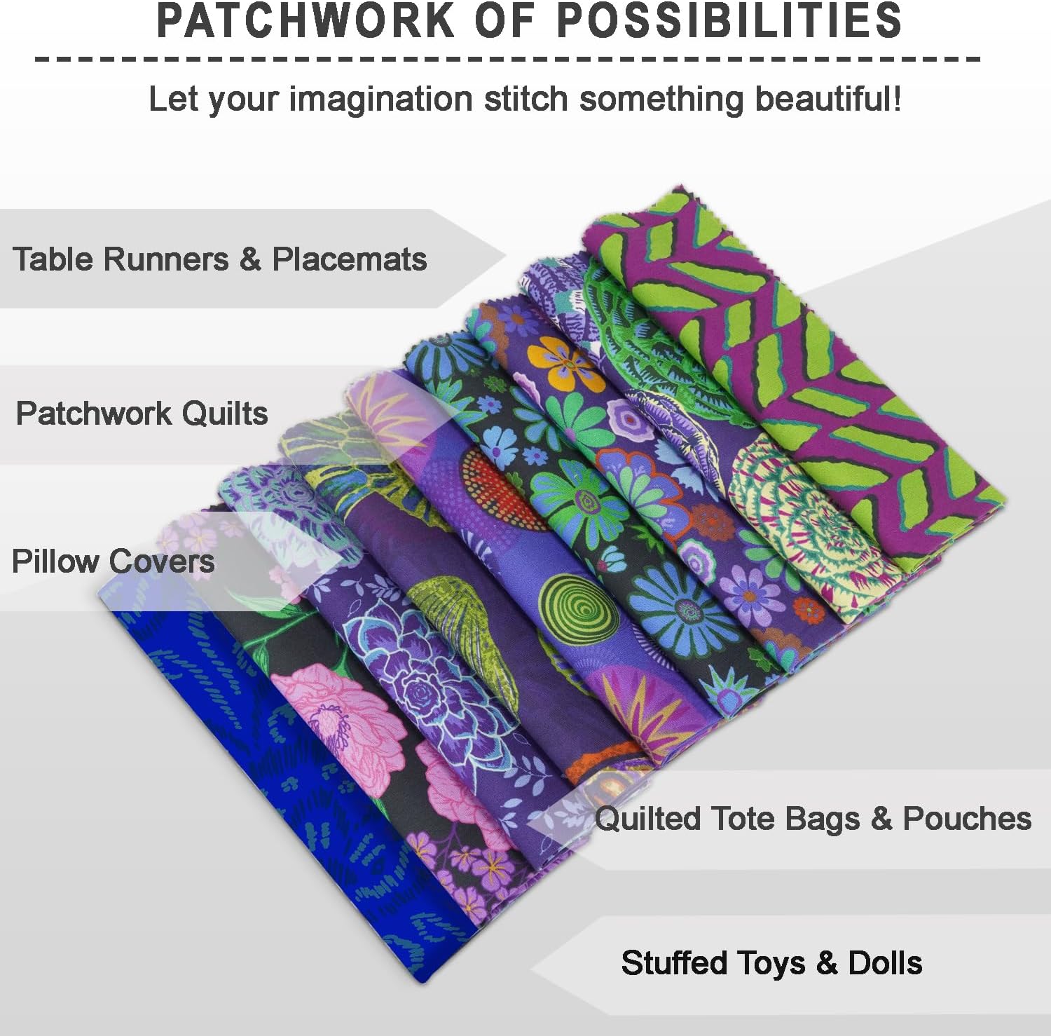 Soimoi 9Pcs Fat Quarter Bundle 100% Cotton Fabric, DIY Making Supplies Patchwork, Cushions Cotton Fabric for Patchwork 18" x 22" - Ocean Garden Bliss