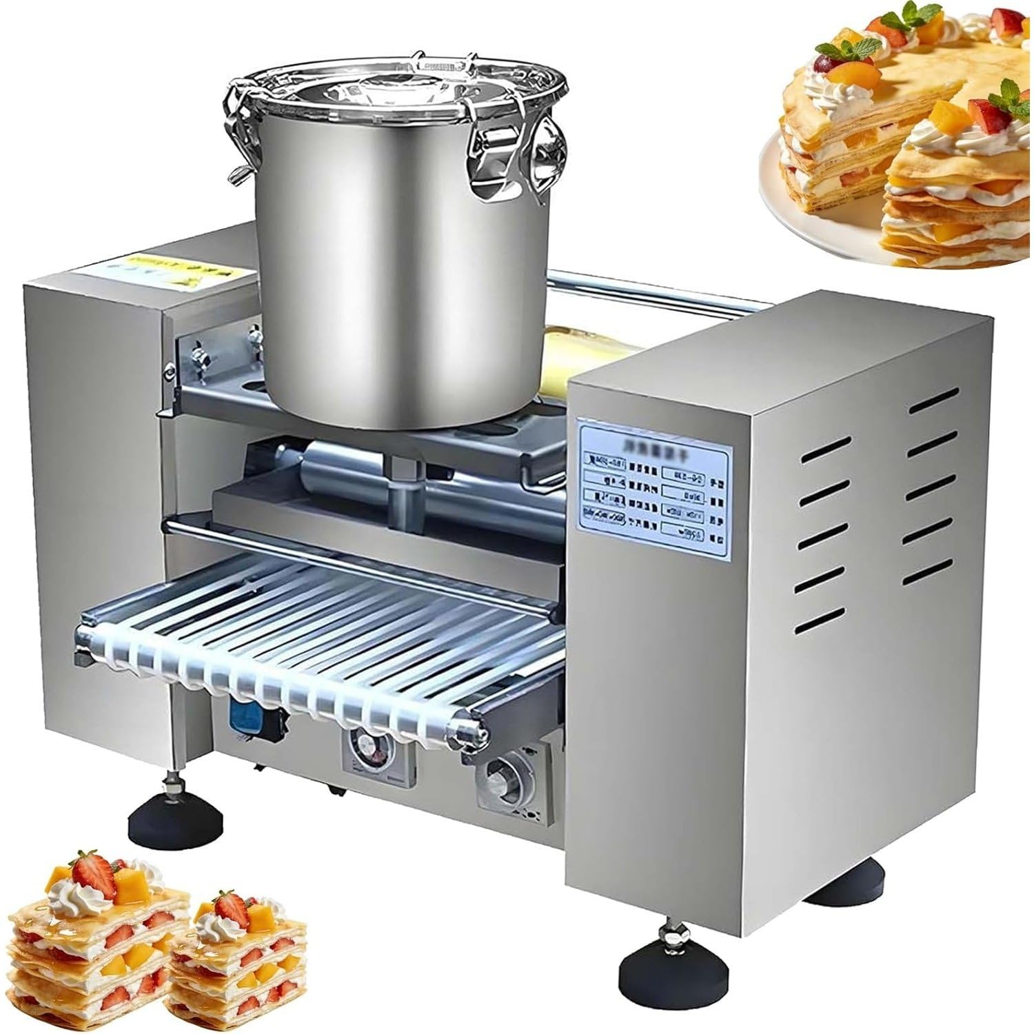 UofZc Automatic Mille Crepe Cake Maker, Fast Even Heating Crepe Machine, Easy to Clean, Perfect for Making Mille Crepe Cakes, Blintzes & Breakfast Pancakes