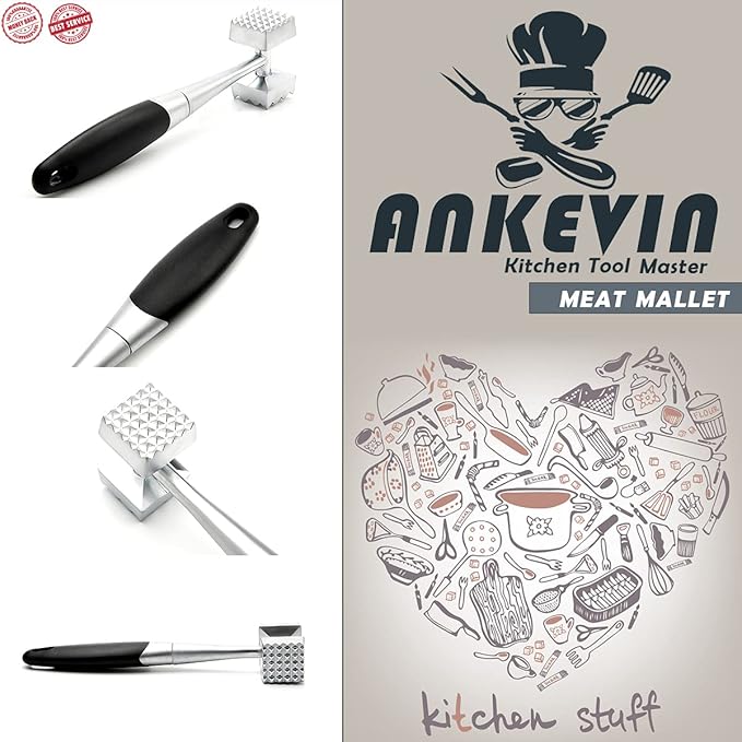 Ablandador de Carne ANKEVIN, Martillo de Doble Cara, 22.35 cm miniatura 5