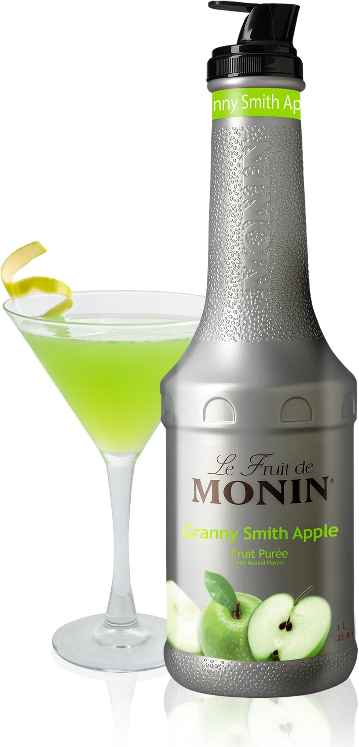 Monin - Granny Smith Apple Purée, Tart and Sweet, Great for Smoothies and Desserts, Gluten-Free, Non-GMO (1 Liter)