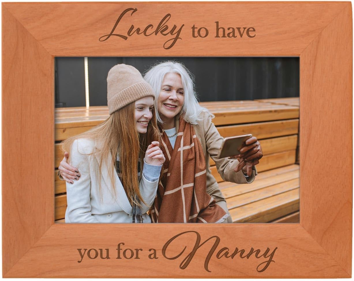 ThisWear Frame for Nanny Lucky To Have You For A Nanny Wood Engraved 5x7 Portrait Picture Frame